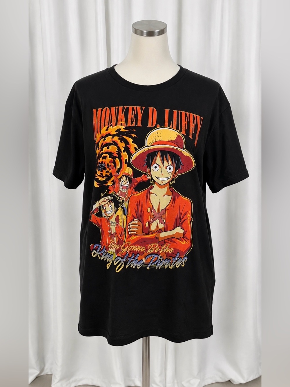 Onepiece Black Tee with Red and Yellow Graphic - Monkey D. Luffy